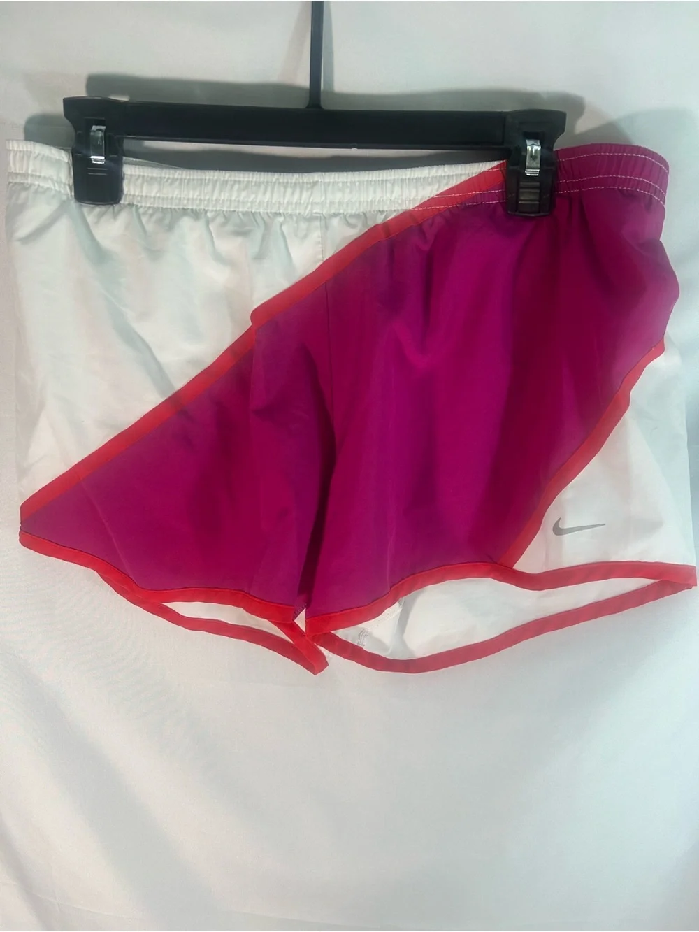Nike Girls White Pink Red Colorblock Athletic Shorts